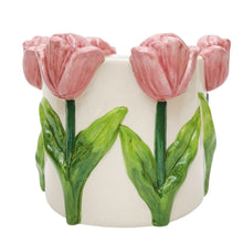 Load image into Gallery viewer, TULIP PLANTER PINK & WHITE 13CM