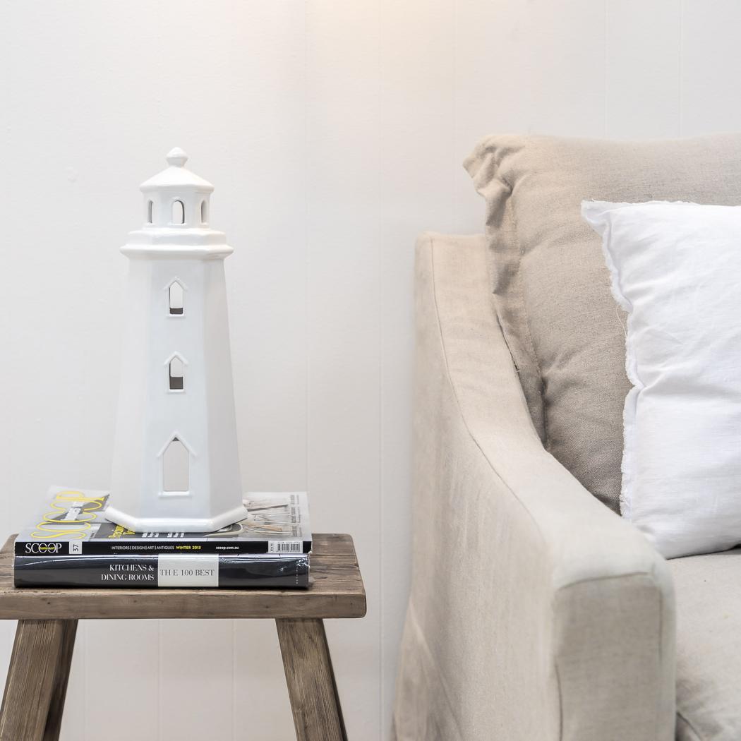 Decorative Lighthouse Lrg Ceramic White – Sydney's Plant Market