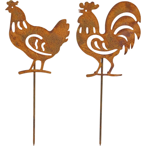 HEN ROOSTER POT STAKE