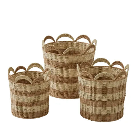 LEO S/3 PAPER RND BASKET 38X40CM NAT/WHT