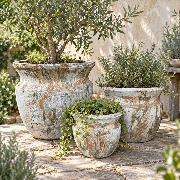 DORADA BELL ANTIQUE GREEN PLANTER