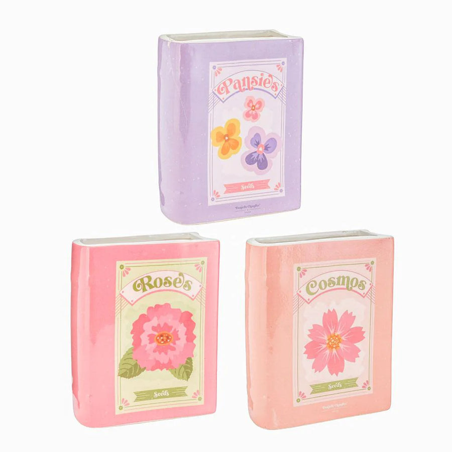 FLORAL BOOK PLANTER POT