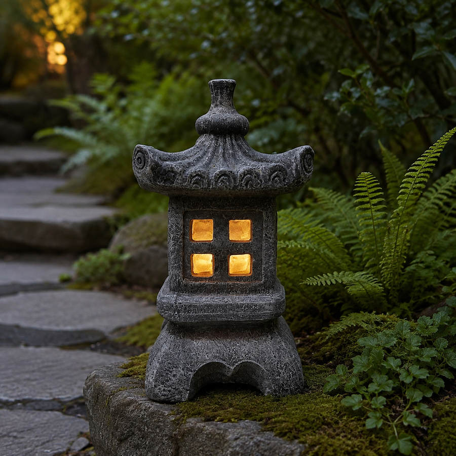 GARDEN PAGODA 26CM WITH SOLAR LIGHT