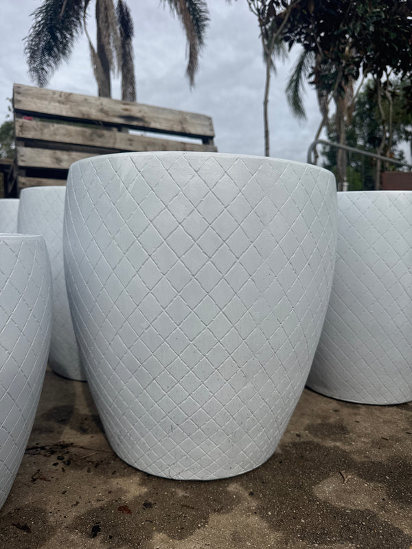 WHITE DIAMOND FIBERCLAY POT Sydney's Plant Market