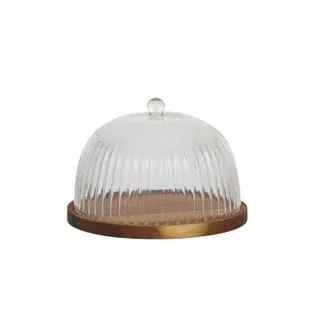 BOSCO GLASS/WOOD CAKE DOME 28X20CM Sydney's Plant Market