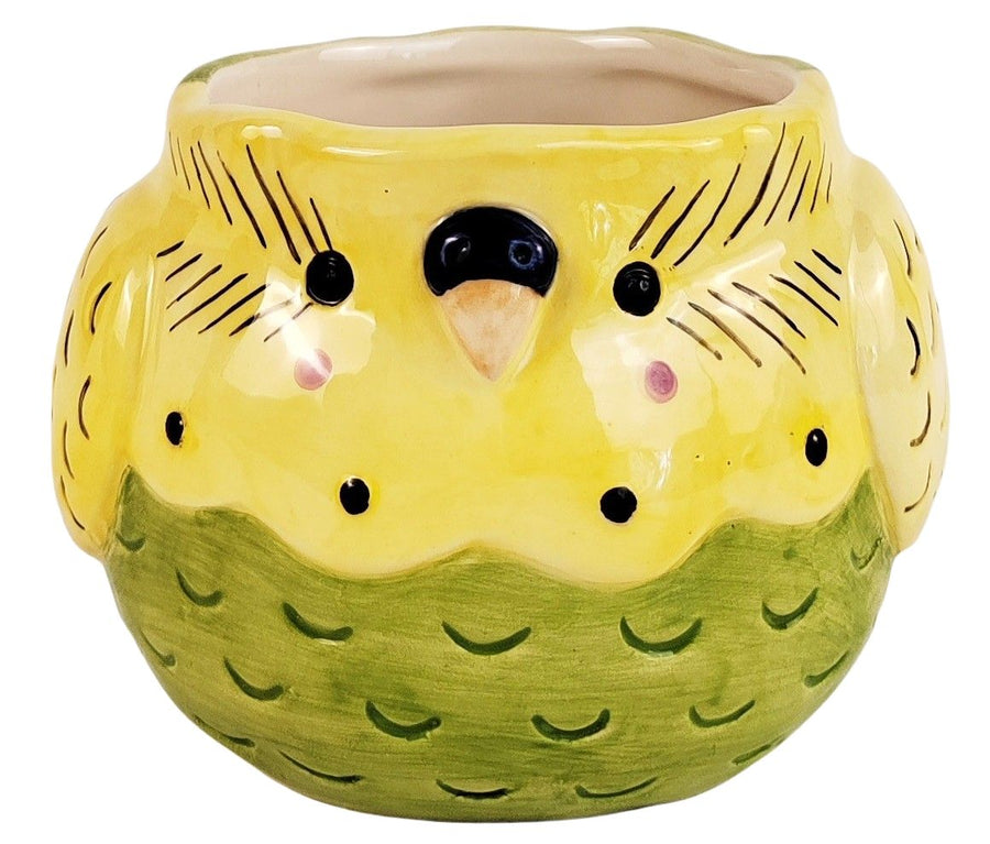 Budgie Bird Planter Yellow 12cm H9x12x12cm Sydney's Plant Market