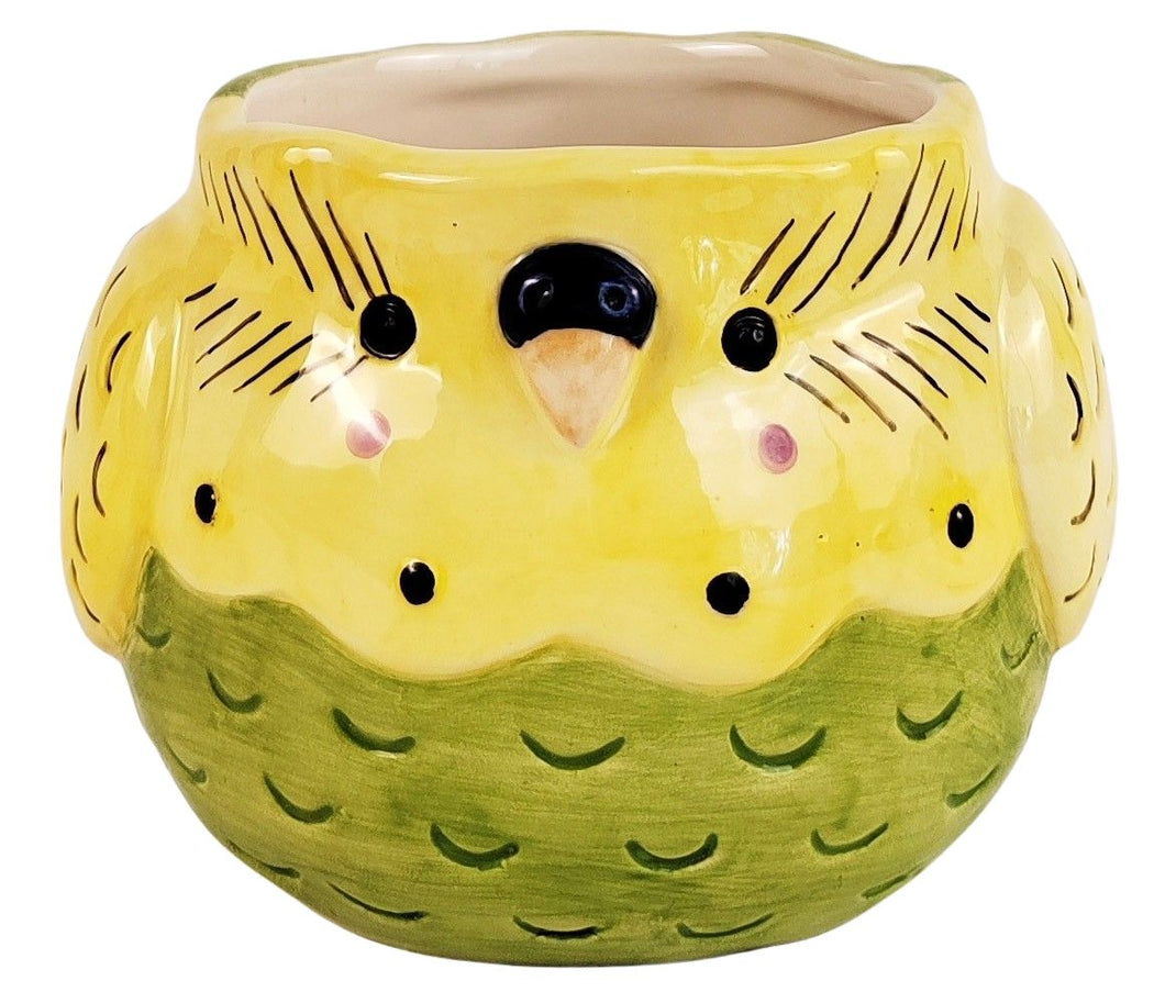 Budgie Bird Planter Yellow 12cm H9x12x12cm