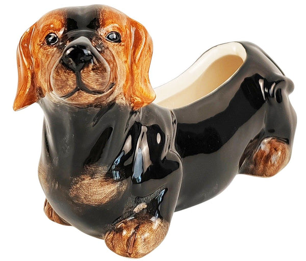 Cute Dachshund Planter Brown 8.5cm H8.5x15.5x6cm Sydney's Plant Market