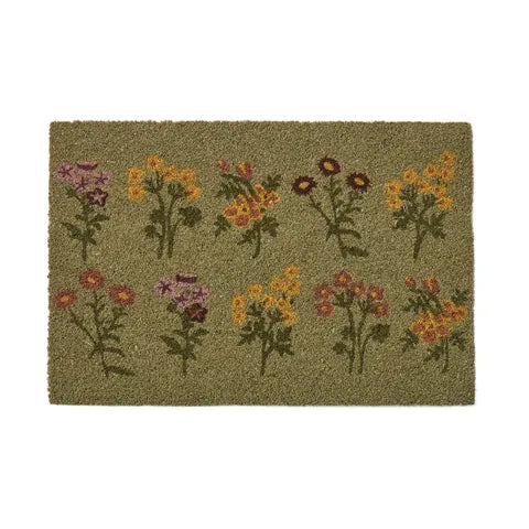 WILDFLOWER PVC BACK COIR MAT 40X60CM GRN