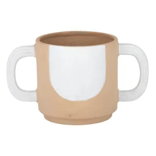 COIL CERAMIC POT 22X12.5CM SAND/WHITE
