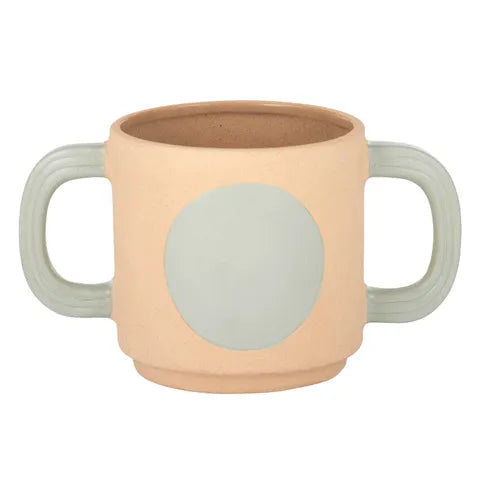 COIL CERAMIC POT 22X12.5CM SAND/GREEN