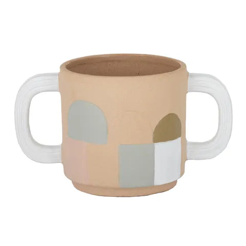 COIL CERAMIC POT 22X12.5CM SAND/MULTI