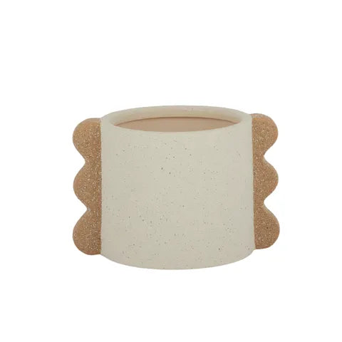 ADLEY CERAMIC POT 19.5X12.5CM IVORY/SAND Sydney's Plant Market