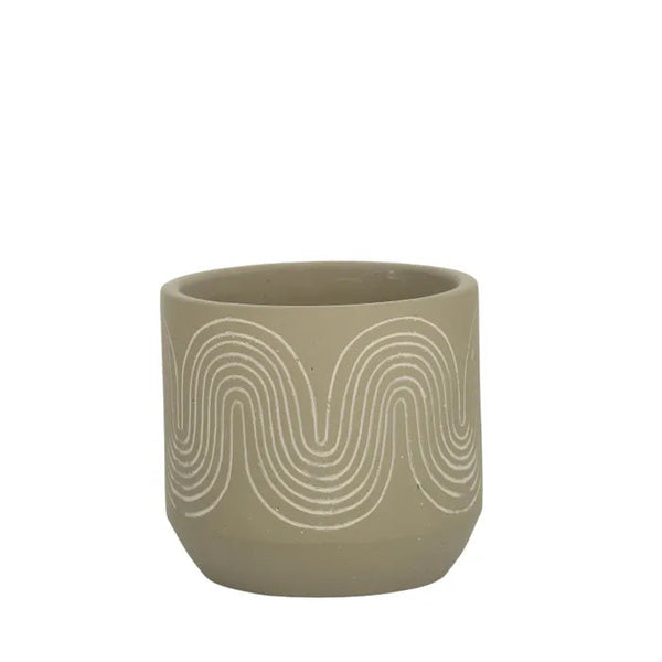 SWIRLED CEMENT TAUPE POT Sydney's Plant Market