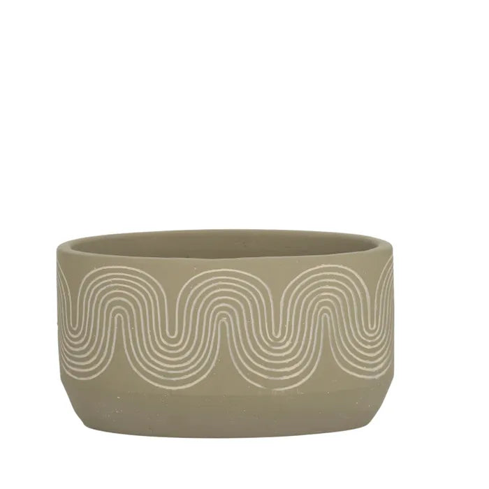 SWIRLED CEMENT TAUPE POT Sydney's Plant Market