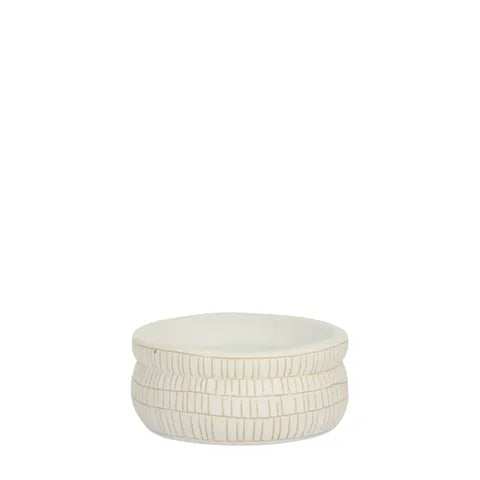 CINCHED CEMENT POT 18X8CM WHITE