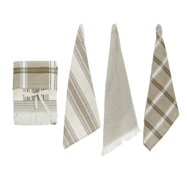 MAYE S/3 COTTON TEA TOWELS 50X70CM OLIVE Sydney's Plant Market