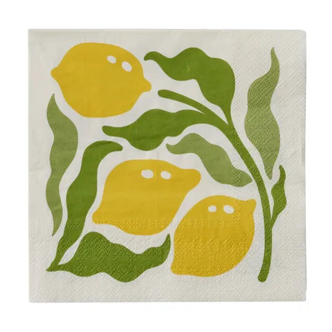 LEMONS 20PK 3 PLY 33CM NAPKIN YELLOW/GRN