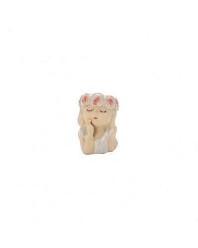 GIRL WITH HEAD WREATH PLANTER/POT