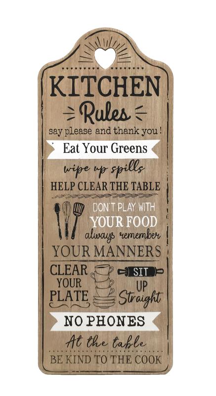 HANGING KITCHEN RULES PLAQUE SIGN
