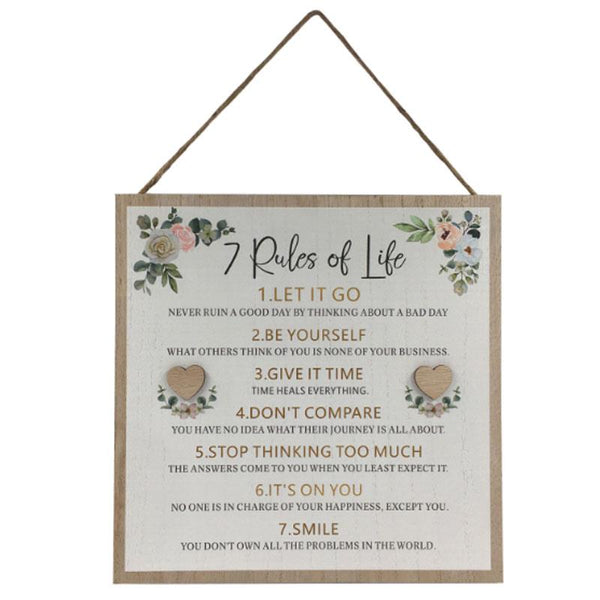 RULES OF LIFE PLAQUE SIGN