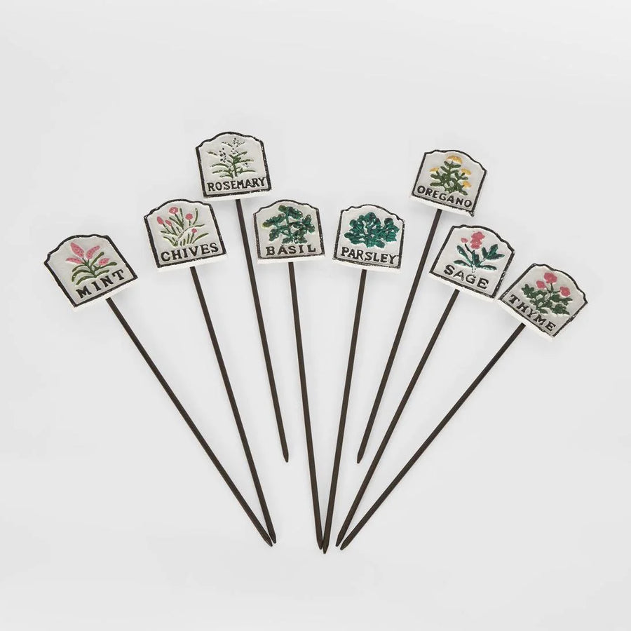 SET OF 8 CAST IRON HERB GARDEN STAKES