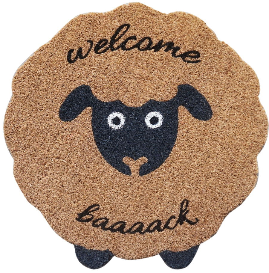 Welcome Baaaack Sheep Doormat Black 55x5 Sydney's Plant Market
