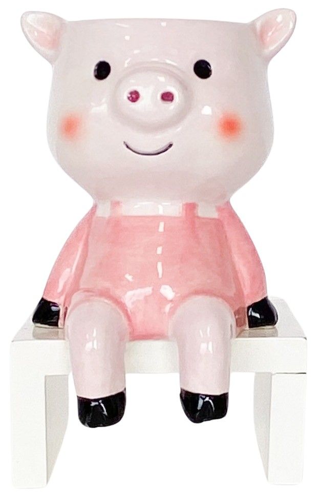 Sitting Pig Planter Light Pink & Pink