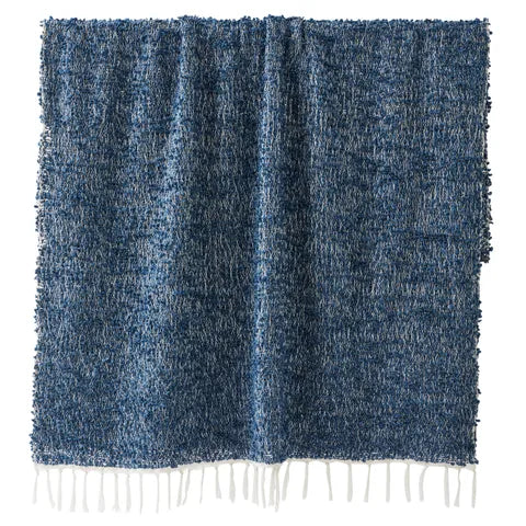 BURBUJEO COTTON BLEND THROW 125X150CM  NAVY