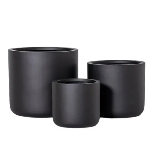 STELLA BLACK CYLINDER PLANTER