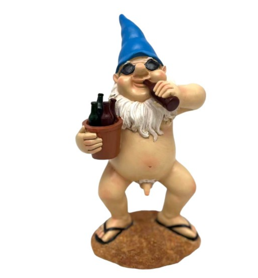 28CM NAKED GNOME DRINKING BEER