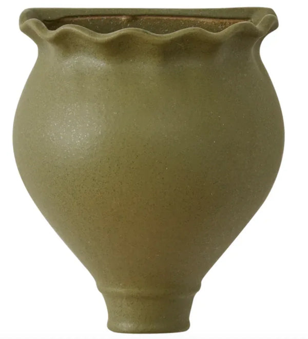 PALERMO CER HANGING POT 20X25.5CM OLIVE