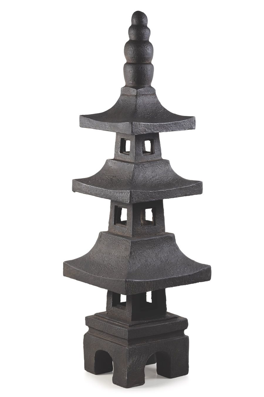 3 TIER LEVEL RUSTED IRON PAGODA GARDEN ORNAMENT
