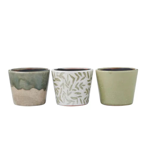 TRIAD CERAMIC POTS 14X12CM TAUPE