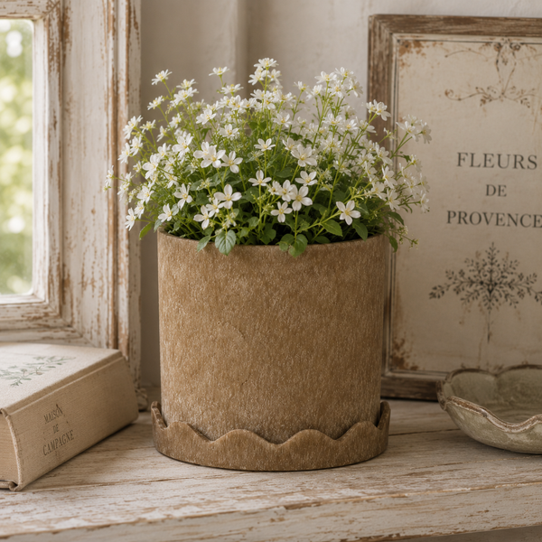 MACY CERAMIC POT W SAUCER 20X21CM MUSTARD