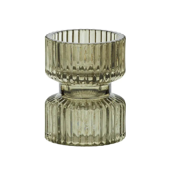 BOBIN GLASS CANDLEHOLDER 6X7.5CM MOSS Sydney's Plant Market