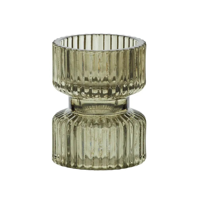BOBIN GLASS CANDLEHOLDER 6X7.5CM MOSS Sydney's Plant Market