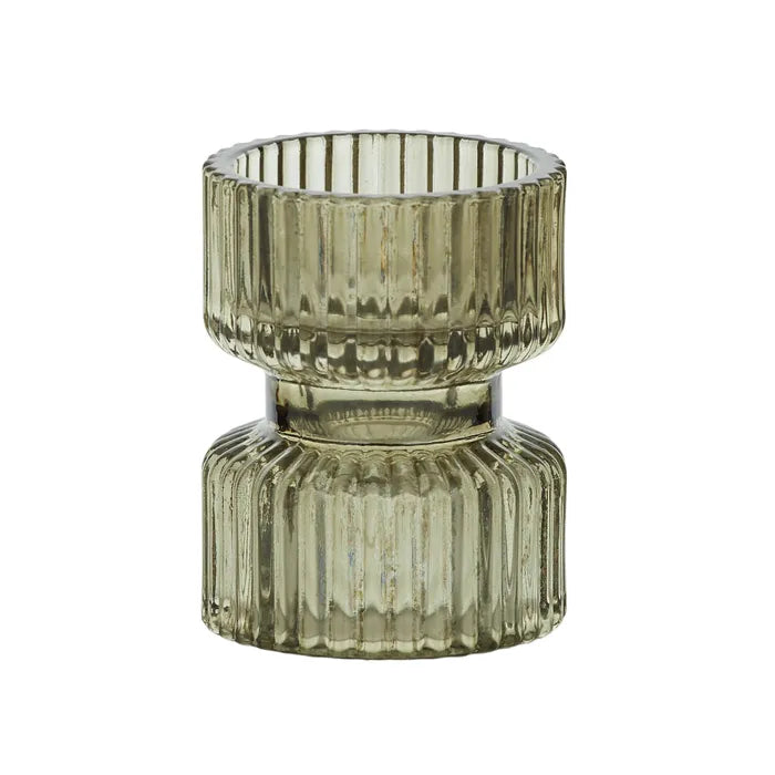 BOBIN GLASS CANDLEHOLDER 6X7.5CM MOSS