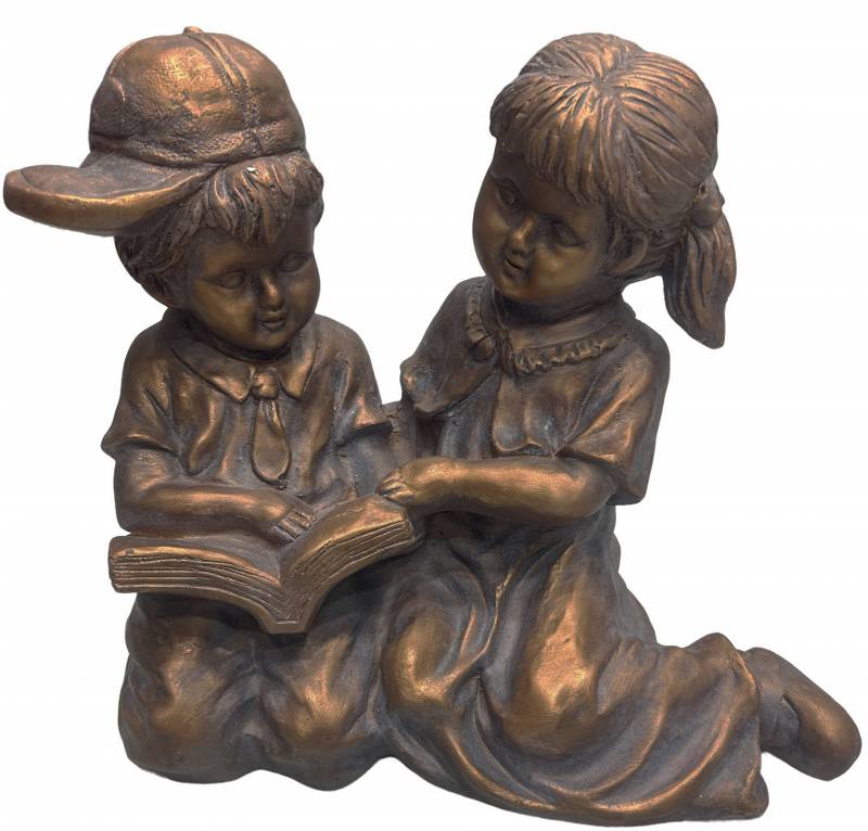 BOY & GIRL READING STATUE