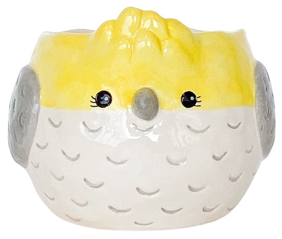 COCKATOO BIRD PLANTER WHITE & YELLOW