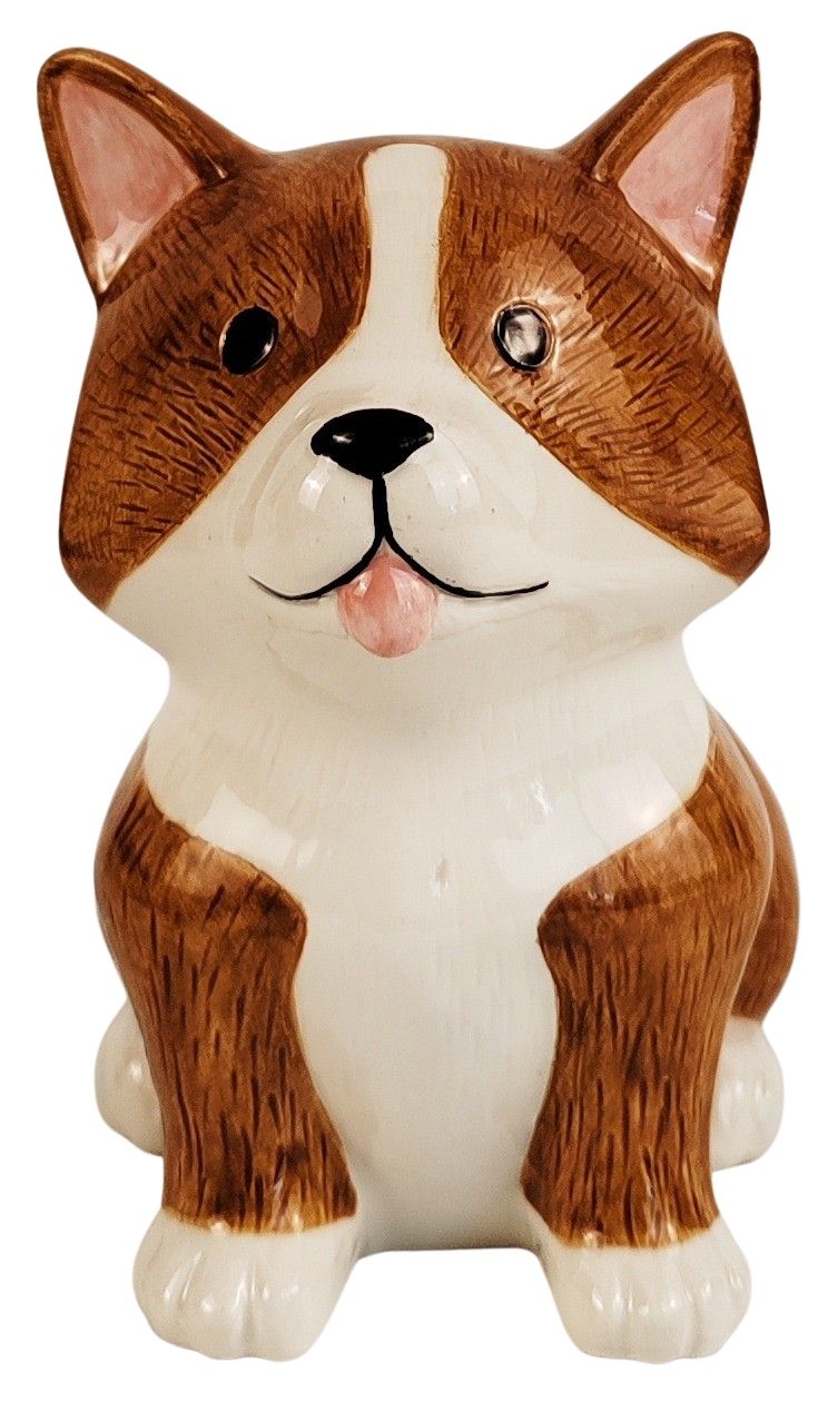 Cute Corgi Planter White & Brown 11.5cm