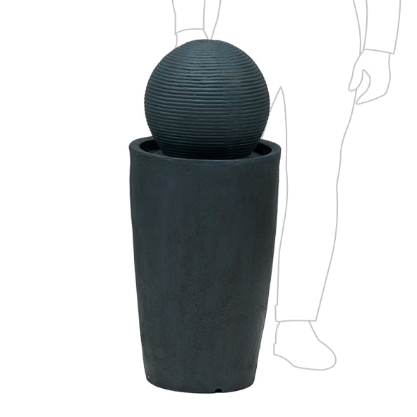 CRUCIBLE WATER FOUNTAIN WITH BALL FOUNTAIN -GRANITE GREY Sydney's Plant Market