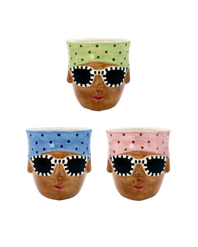 GIRL WITH SUNGLASSES PLANTER POT