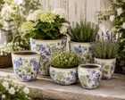 BOTANICAL BLUE EGG PLANTER