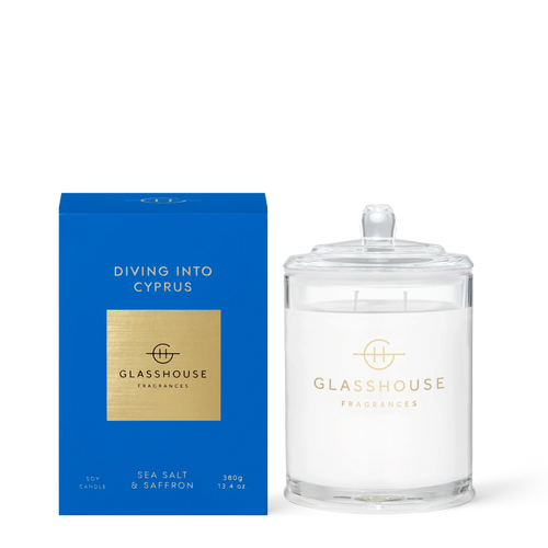 GLASSHOUSE FRAGRANCE 380G CANDLE - DIVING INTO CYPRUS Sydney's Plant Market