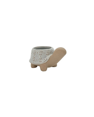 PLANTER TURTLE 12.7X8X7CM-WHITE