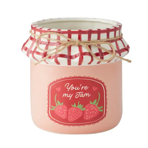CONSERVE CERAMIC POT 16X14CM PEACH/RED