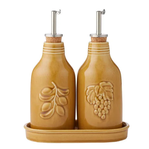 OLIO/ACETO S/2 BOTTLES WTRAY 21.5CM MUSTARD