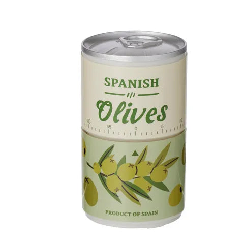 OLIVE TIN PLASTIC 60MIN TIMER 5.5X10CM