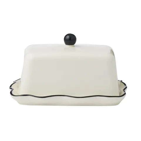 WINSLOW CER BUTTER DISH 20X11X9CM IV/BLK